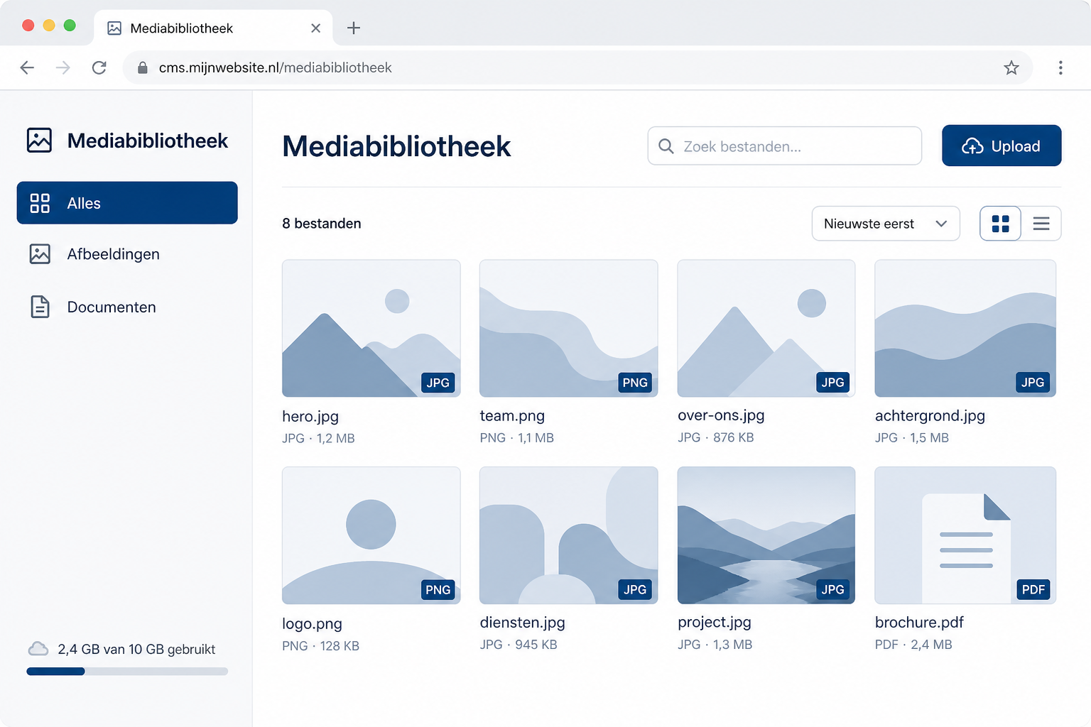 pCMS mediabibliotheek